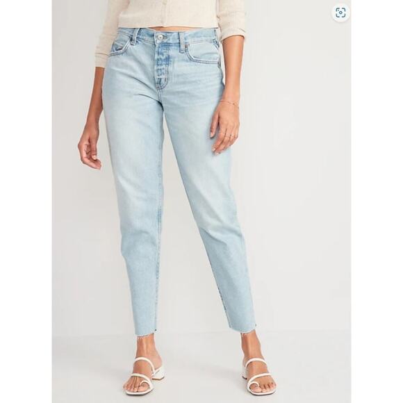 Old Navy High-rise Slouchy Taper Nessa Clean Light Wash Frayed Hem - Picture 1 of 1